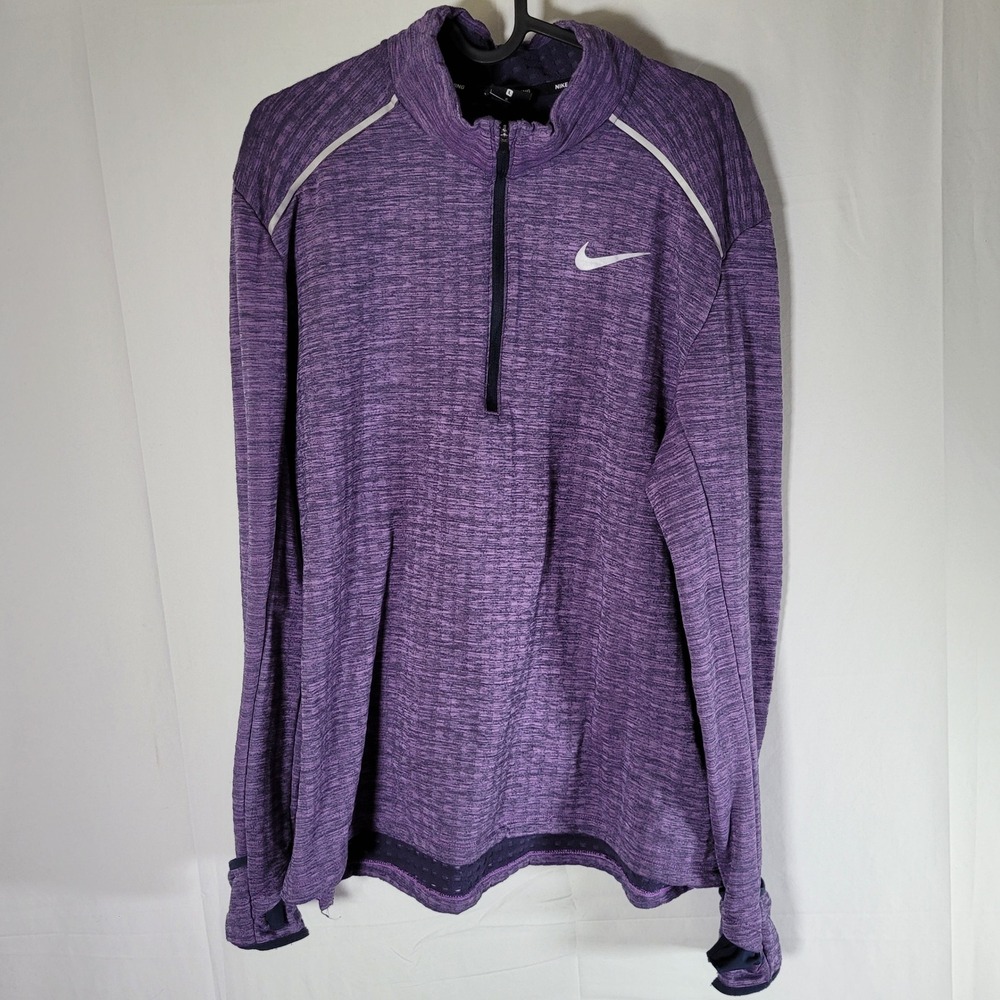 Nike Running 1/4 Zip Top Women's Large Purple Activewear Reflective Thumbholes